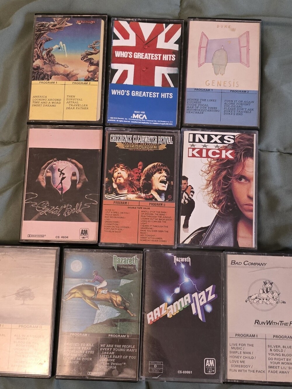 Vintage Classic Rock 10 Cassette Tape Lot  Genesis, INXS, The Who, CCR Nazareth